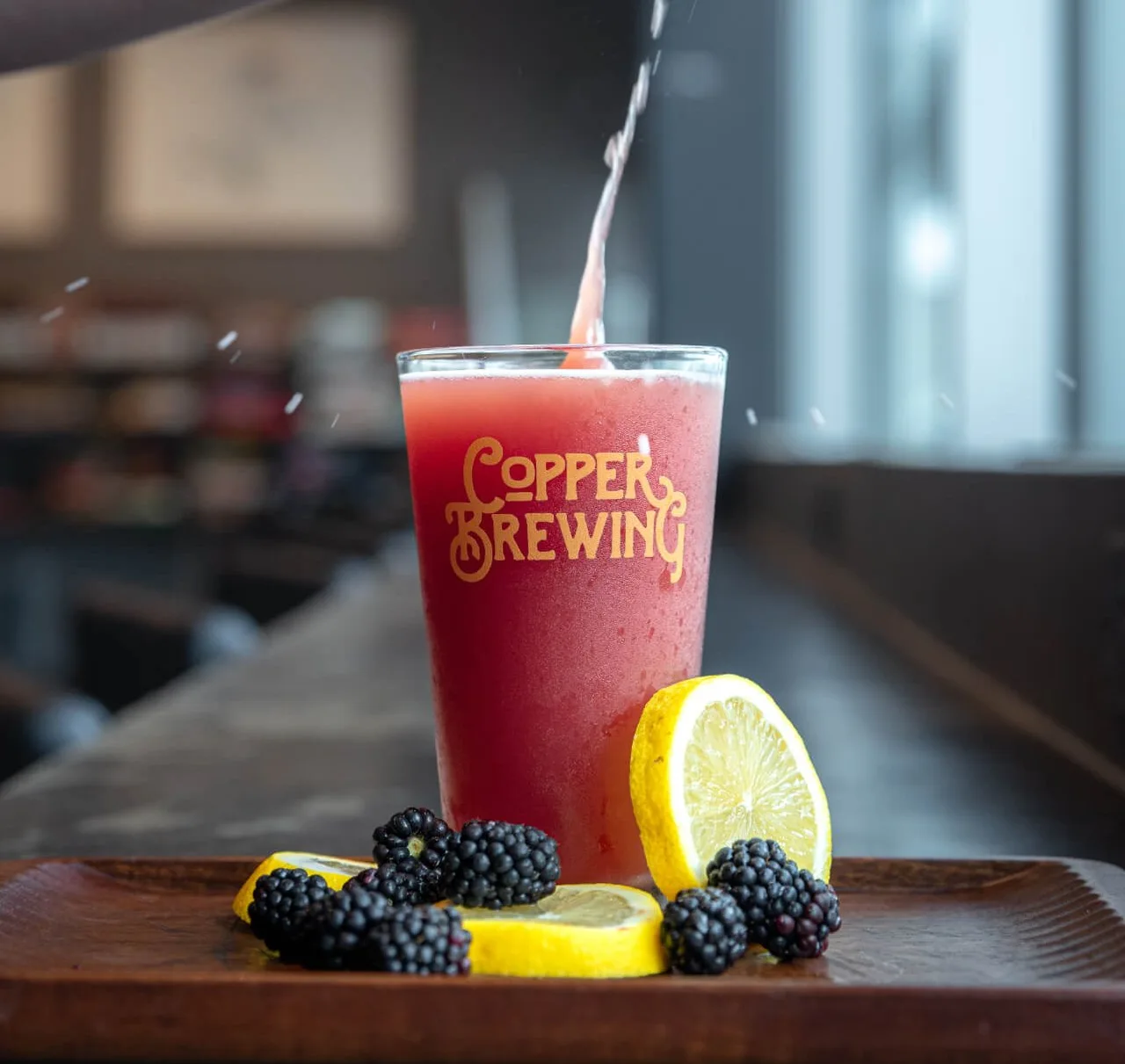 Berry cocktail with lemon at Copper Brewing